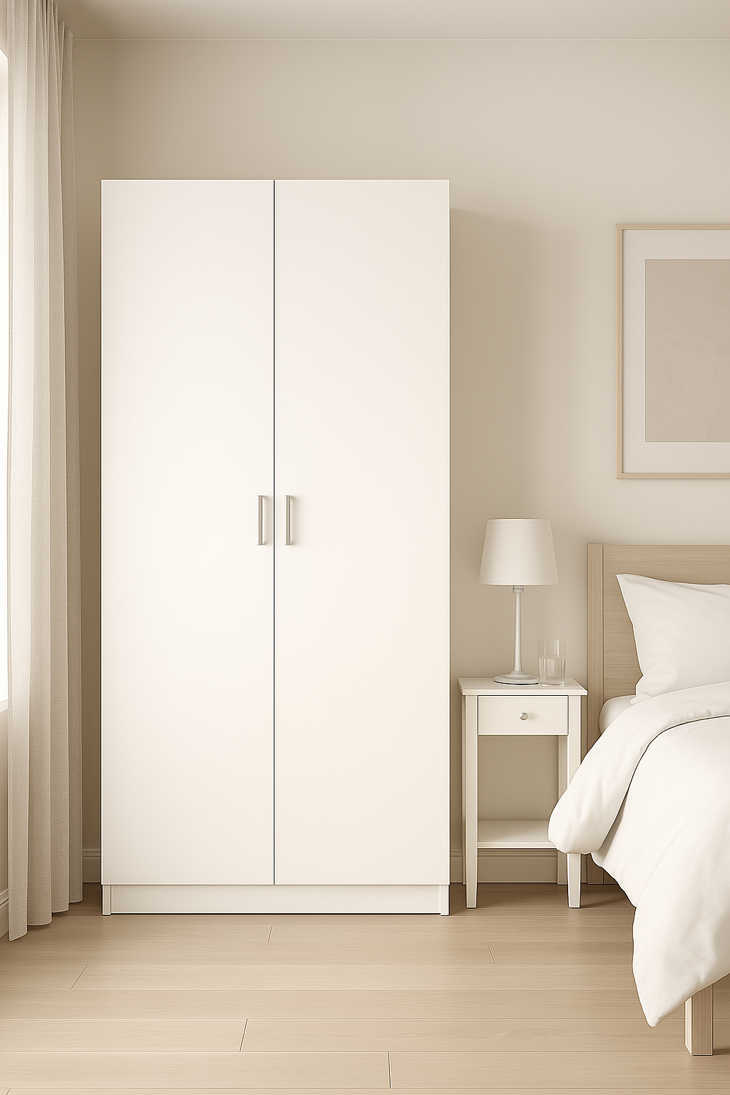ARMOIRE 2 PORTES – COULEUR MARRON ET BLANCHE