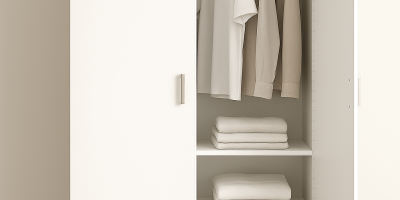 ARMOIRE 2 PORTES – COULEUR MARRON ET BLANCHE