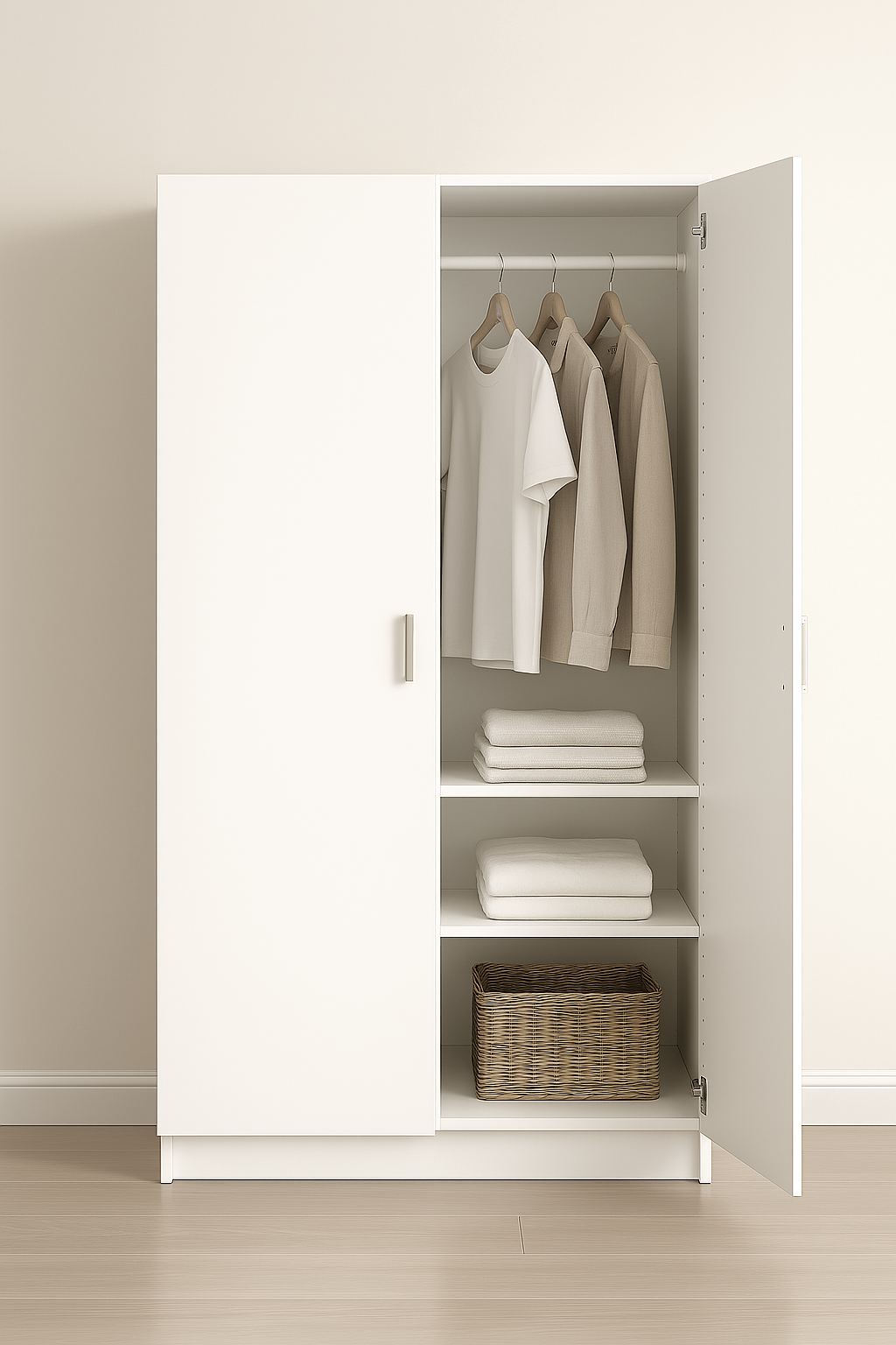 ARMOIRE 2 PORTES – COULEUR MARRON ET BLANCHE