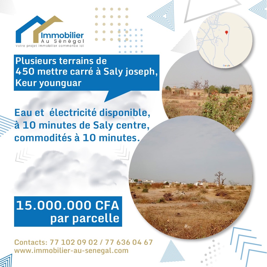 Terrains de 450 mètres carrés à vendre à Saly Sénégal